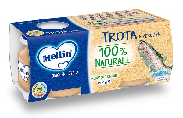 MELLIN OMOGENEIZZATO DI TROTA E VERDURE 4 X 80 G - Farmastop