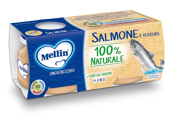 MELLIN OMOGENEIZZATO DI SALMONE E VERDURE 4 X 80 G - Farmastop