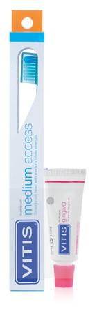 VITIS SPAZZOLINO MEDIUM ACCESS + VITIS DENTRIFRICIO GINGIVAL 15 ML - Farmastop