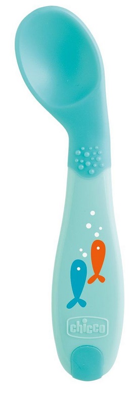 CHICCO CUCCHIAIO ANGOLATO 8M+ AZZURRO - Farmastop