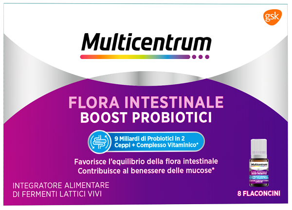 MULTICENTRUM FLORA INTESTINALE BOOST PROBIOTICI 8 FLACONCINI - Farmastop