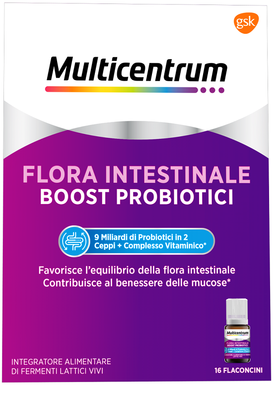 MULTICENTRUM FLORA INTESTINALE BOOST PROBIOTICI 16 FLACONCINI - Farmastop