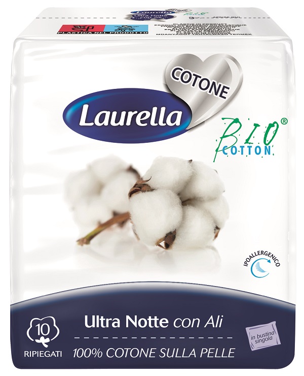 ASSORBENTE LAURELLA PER DONNA IN COTONE ULTRA ALI NOTTE 10 PEZZI - Farmastop