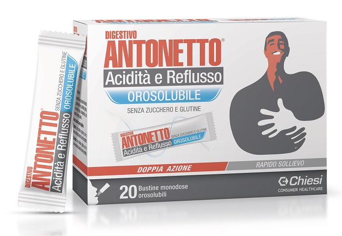DIGESTIVO ANTONETTO ACIDITA' E REFLUSSO OROSOLUBILE 20 BUSTINE - Farmastop