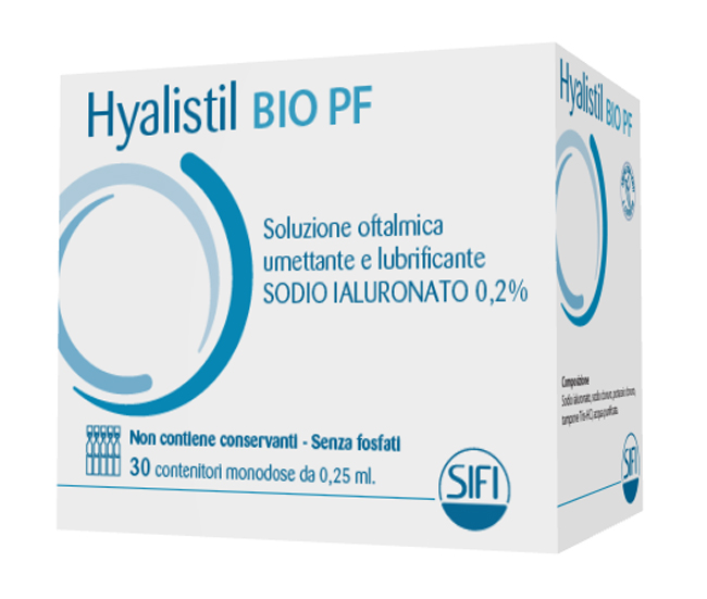 HYALISTIL BIO PF SOLUZIONE OFTALMICA PHOSPHATE FREE MONODOSE A BASE DI ACIDO IALURONICO 0,2% 30 FLACONCINI 0,25 ML - Farmastop