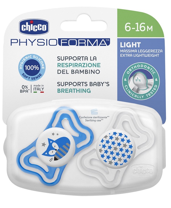 CHICCO SUCCHIETTO LIGHT BOY SILICONE 6-16 MESI 2 PEZZI - Farmastop