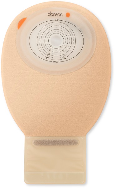 DANSAC NOVALIFE TRE 1 SACCA APERTA OPACA PIANA MIDI PER ILEOSTOMIA CON FINESTRA RITAGLIABILE 15-55X70 MM 420 ML 30 PEZZI - Farmastop