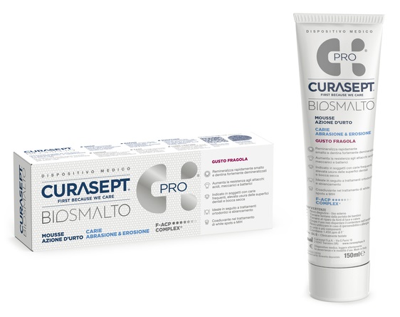 CURASEPT BIOSMALTO MOUSSE CARIE FRAGOLA 50 ML - Farmastop