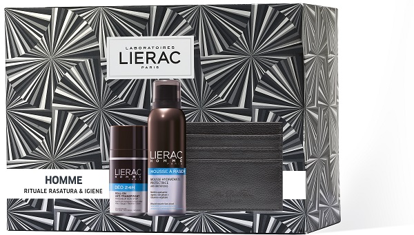 LIERAC CF HOMME MOUSSE 150 ML + HOMME DEO 50 ML + PORTACARTE RDF - Farmastop