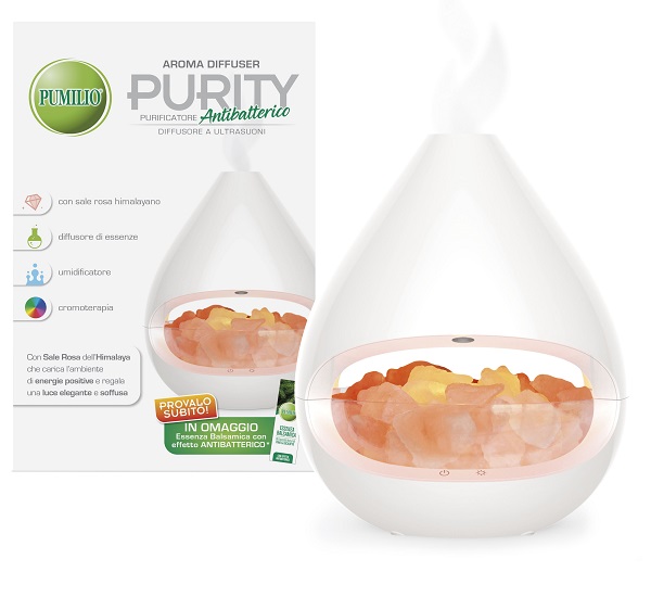 PUMILIO AROMA DIFFUSER PURITY A ULTRASUONI CON ESSENZA BALSAMICA CON EFFETTO ANTIBATTERICO - Farmastop