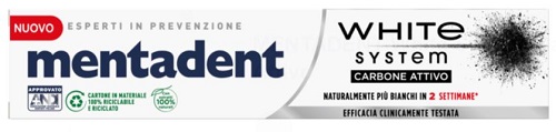 MENTADENT WHITE SYSTEM CHARCOAL 75 ML - Farmastop
