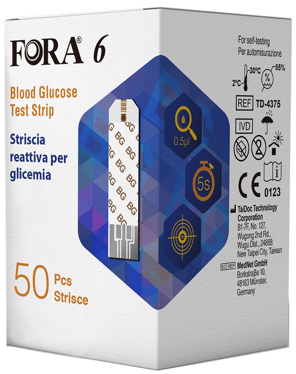 STRISCE MISURAZIONE GLICEMIA FORA 6 CONNECT BOX DA 50 PEZZI - Farmastop