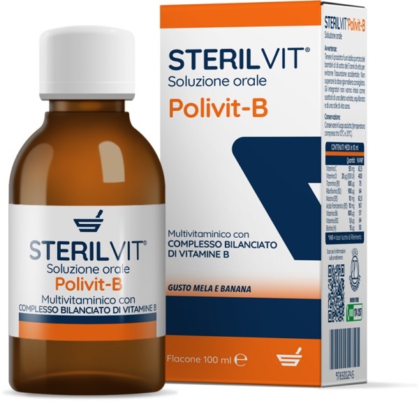 STERILVIT POLIVIT-B SOLUZIONE ORALE GUSTO MELA BANANA 100 ML - Farmastop