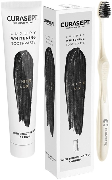 CURASEPT WHITE LUXURY WHITENING DENTIFRICIO 75 ML + SPAZZOLINO - Farmastop