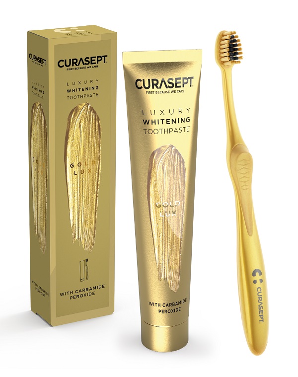 CURASEPT GOLD LUXURY WHITENING DENTIFRICIO 75 ML + SPAZZOLINO - Farmastop