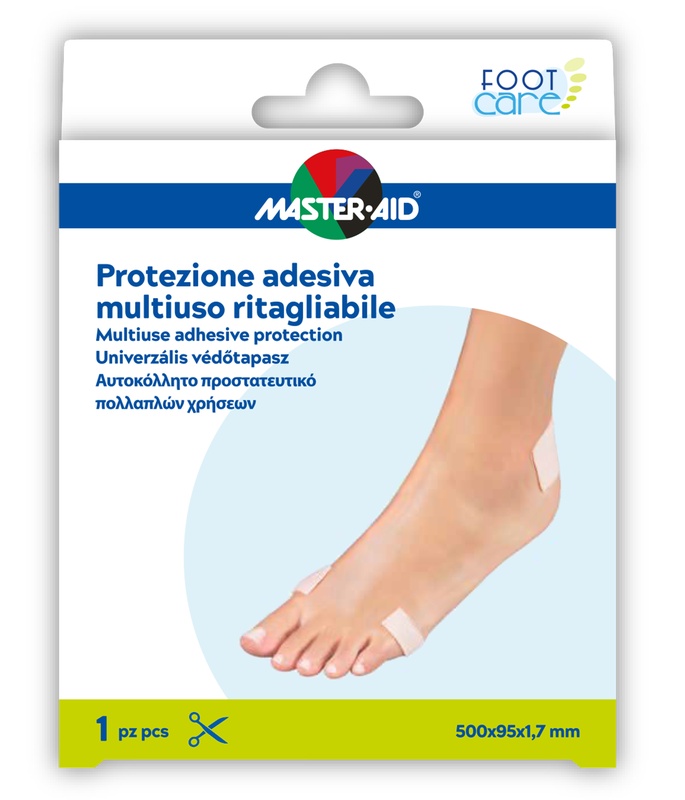 PROTEZIONE ADESIVA MULTIUSO MASTER-AID FOOTCARE RITAGLIABILE 50X9,5 CM A6 - Farmastop