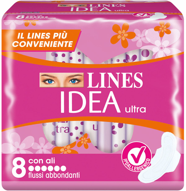 IDEA ULTRA ASSORBENTE FLUSSI ABBONDANTI CON ALI 8 PEZZI - Farmastop