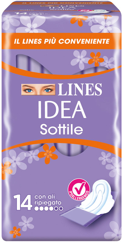 LINES IDEA ASSORBENTE SOTTILE RIPIEGATO CON ALI 14 PEZZI - Farmastop