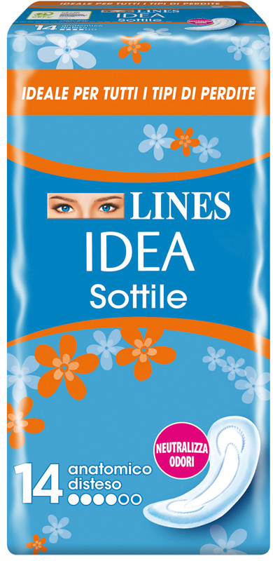 LINES IDEA ASSORBENTE SOTTILE DISTESO ANATOMICO 14 PEZZI - Farmastop