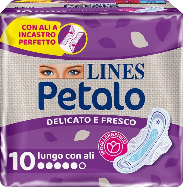LINES PETALO BLU ASSORBENTE LUNGO CON ALI 10 PEZZI - Farmastop