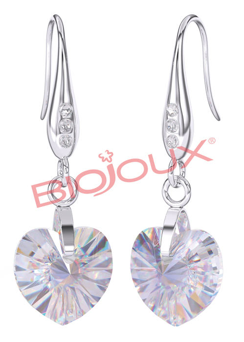 ORECCHINI POST FORATURA CRYSTAL HEART DANGLE BJT989 - Farmastop