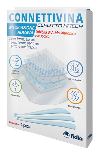 CEROTTO CONNETTIVINA HITECH 4 MISURE MISTE 2 PEZZI 6 X 7 CM + 1 PEZZO 10 X 10 CM + 1 PEZZO 8 X 12 CM - Farmastop