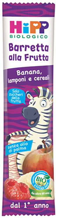 HIPP BIO BARRETTA ALLA FRUTTA BANANA/LAMPONI/CEREALI 23 G - Farmastop