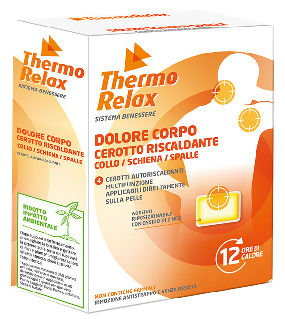 THERMORELAX CEROTTO AUTORISCALDANTE DOLORE CORPO COLLO/SCHIENA/SPALLE 4 PEZZI - Farmastop