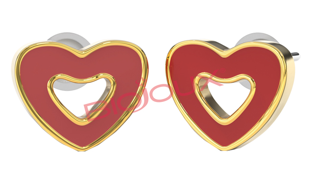 ORECCHINO STERILE BJT715 GP RED HEART - Farmastop