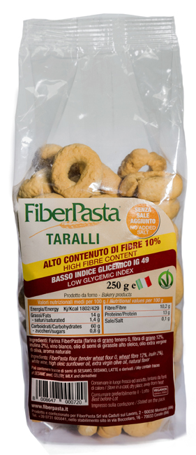 FIBERPASTA TARALLI BASSO INDICE GLICEMICO 250 G - Farmastop