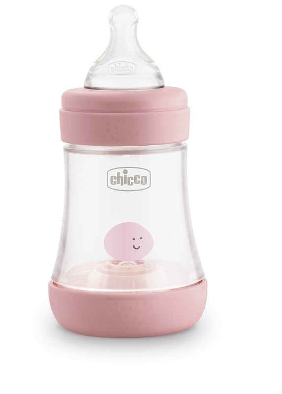 CHICCO BIBERON PERFECT 5 GIRL 150 ML IN SILICONE 1 FORO - Farmastop