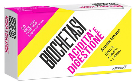 BIOCHETASI ACIDITA' E DIGESTIONE 20 COMPRESSE MASTICABILI AROMA LIMONE - Farmastop