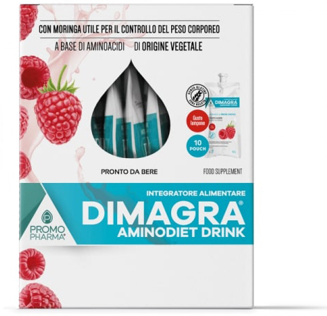 DIMAGRA AMINODIET DRINK LAMPONE 10 POUCH DA 80 G - Farmastop