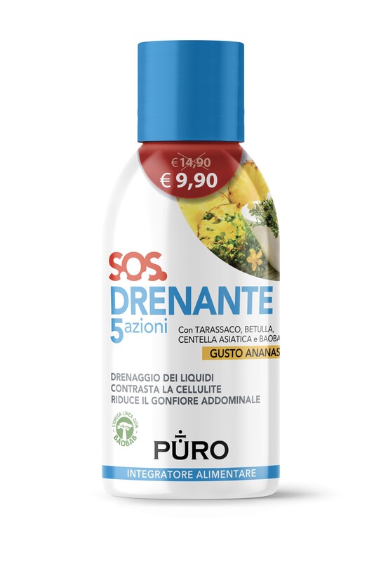 PURO DRENANTE 5 AZIONI CON BAOBAB GUSTO ANANAS 500 ML - Farmastop