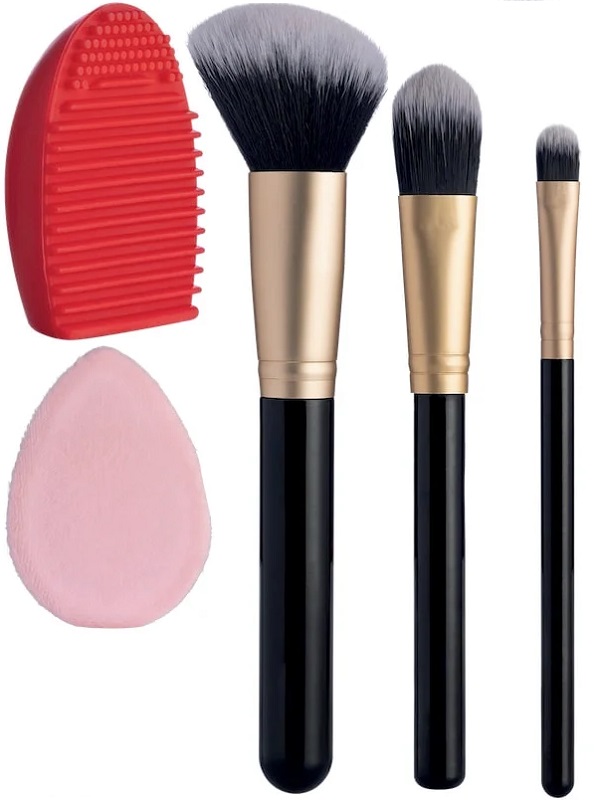 TROUSS 16 SET 3 PENNELLI VISO + SPAZZOLA PULIZIA PENNELLI + SPUGNA MAKEUP + BEAUTYBLENDER PINK - Farmastop