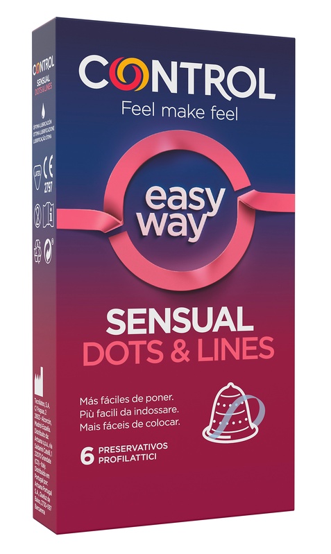 PROFILATTICO CONTROL SENSUAL DOTS&LINES EASY WAY 6 PEZZI - Farmastop