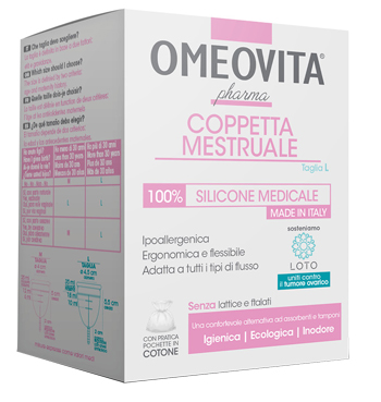 COPPETTA MESTRUALE OMEOVITA PHARMA TAGLIA LARGE + SACCHETTO COTONE - Farmastop