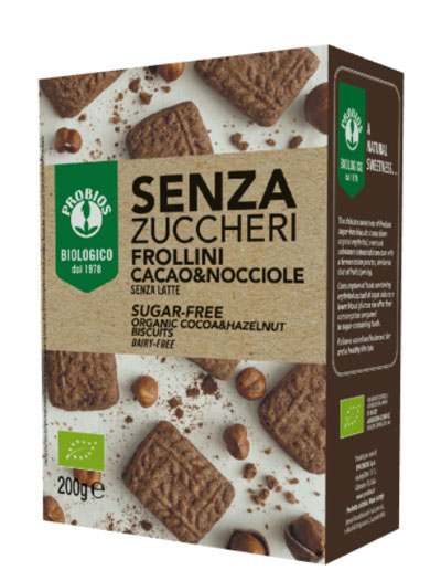 FROLLINI CACAO/NOCCIOLE SENZA ZUCCHERO 200 G - Farmastop