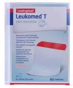 LEUKOMED T PLUS SKIN SENSITIVE MEDICAZIONE POST-OPERATORIA TRASPARENTE MPERMEABILE CON MASSA ADESIVA AL SILICONE 8X10CM 5 PEZZI - Farmastop