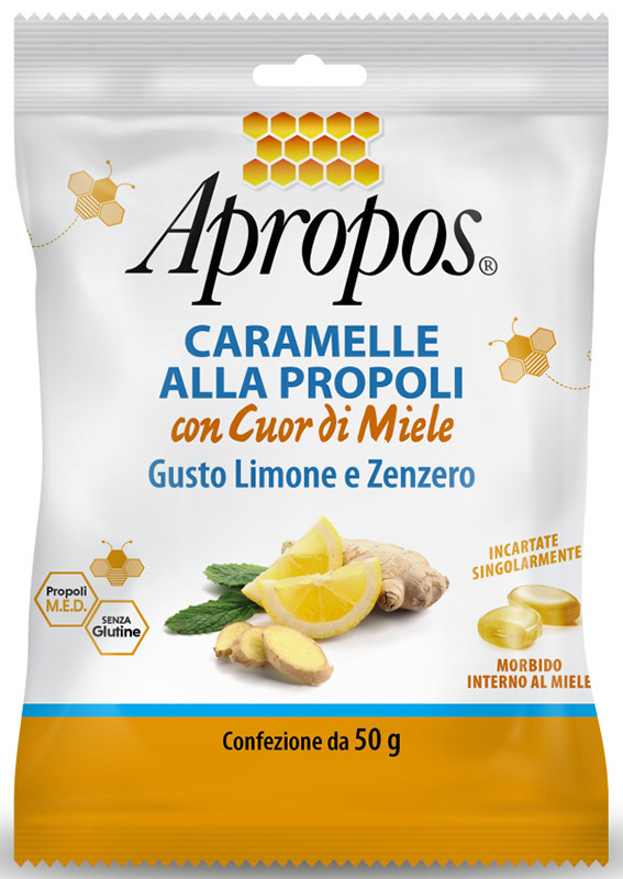 APROPOS CARAMELLE DURE LIMONE/ZENZERO CUOR DI MIELE 50 G - Farmastop