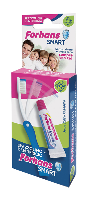 FORHANS SMART KIT IGIENE ORALE SPAZZOLINO PIEGHEVOLE + DENTIFRICIO 12 ML - Farmastop
