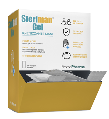 STERIMAN GEL 70 IGIENIZZANTE MANI 200 STICK DA 2,8 ML - Farmastop