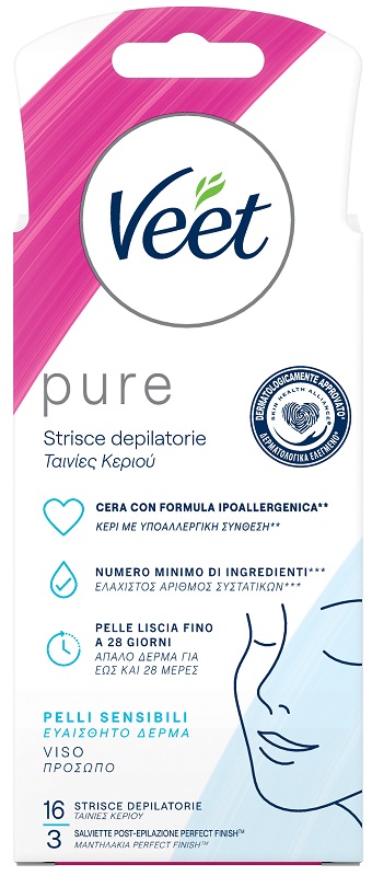 VEET STRISCE VISO IPOALLERGENICHE 16 PEZZI - Farmastop
