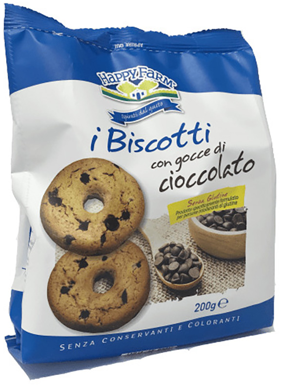 HAPPY FARM BISCOTTI GOCCE CIOCCOLATO 200 G - Farmastop