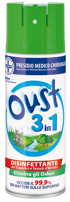 OUST 3 IN 1 DISINFETTANTE PER SUPERFICI E TESSUTI D'ARREDO 400 ML - Farmastop
