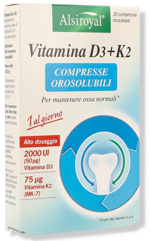 ALSIROYAL VITAMINA D3+K2 30 COMPRESSE OROSOLUBILI - Farmastop