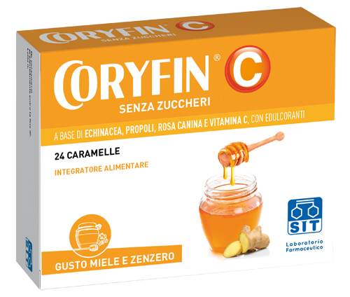CORYFIN C SENZA ZUCCHERO MIELE ZENZERO 24 CARAMELLE - Farmastop