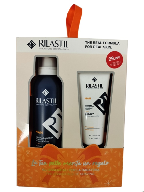 RILASTIL COFANETTO MAN 1 RILASTIL MAN GEL CREMA DOPOBARBA 75 ML + 1 RILASTIL MAN SCHIUMA DA BARBA 200 ML - Farmastop