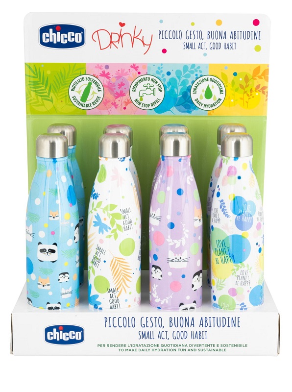 CHICCO BOTTIGLIA INOX DA 500 ML DISPLAY BOX - Farmastop