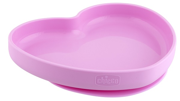 CHICCO PIATTO CUORE VENTOSA SILICONE ROSA - Farmastop